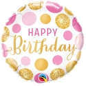 Ballon aluminium Birthday pink & gold - 45cm