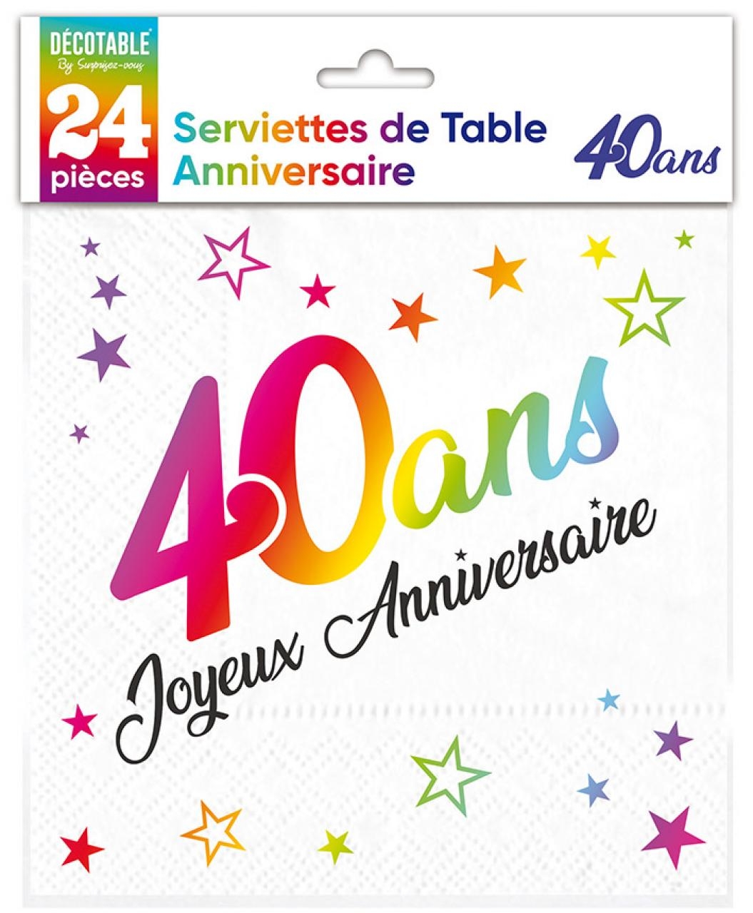 x20 Serviette Anniversaire 40 ans OR